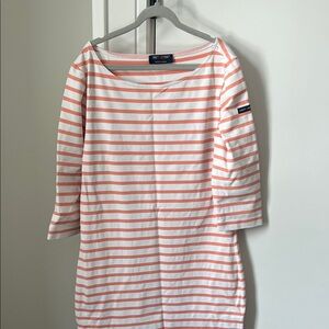 Saint James Coral and White Striped Dress